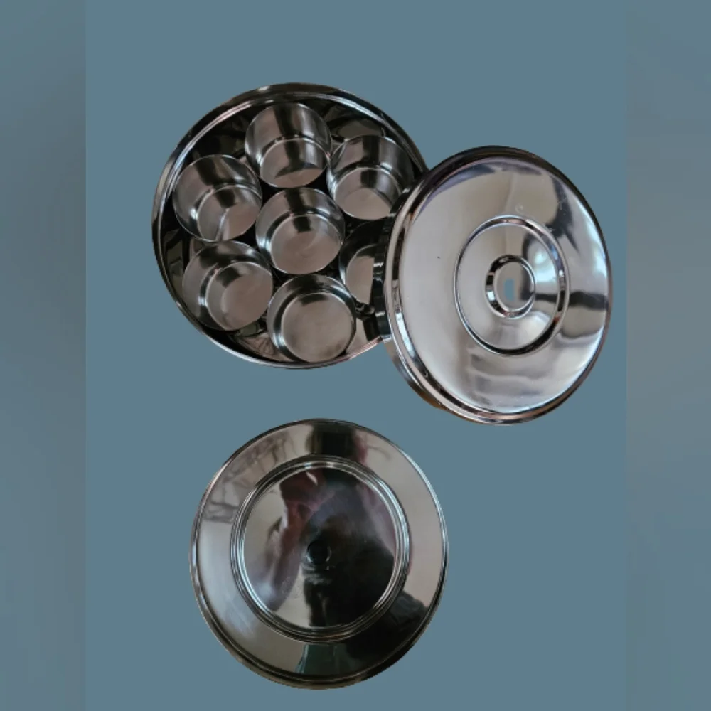 Sharda Indian 18/8 Compact Stainless Steel 7 quanity Spice Container